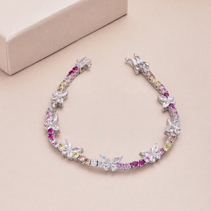 [Bloom]Ornate Colorful Butterfly Shape Round Cut Daily Bracelet