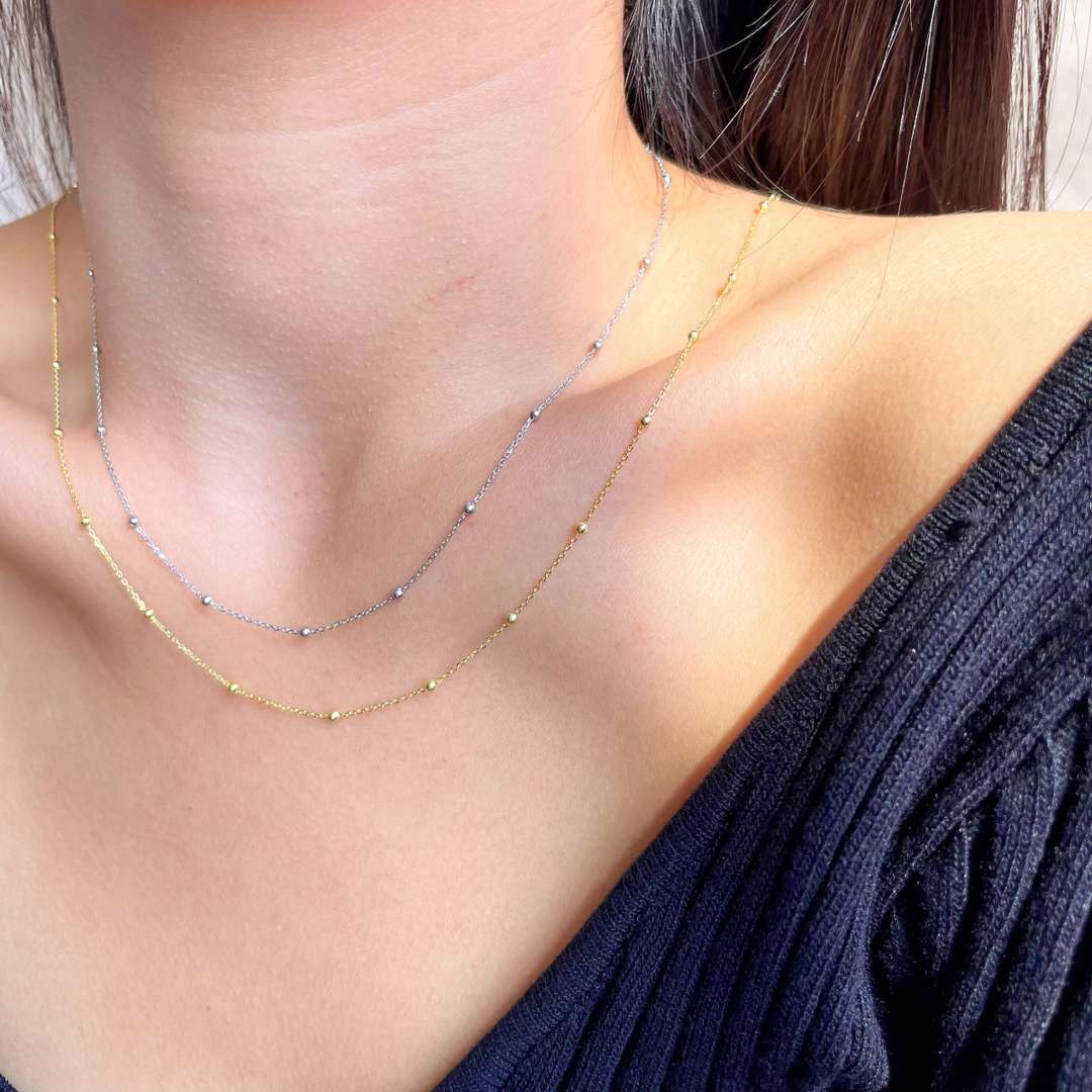 [Bloom]Small Bead Clavicle Chain Simple Necklace