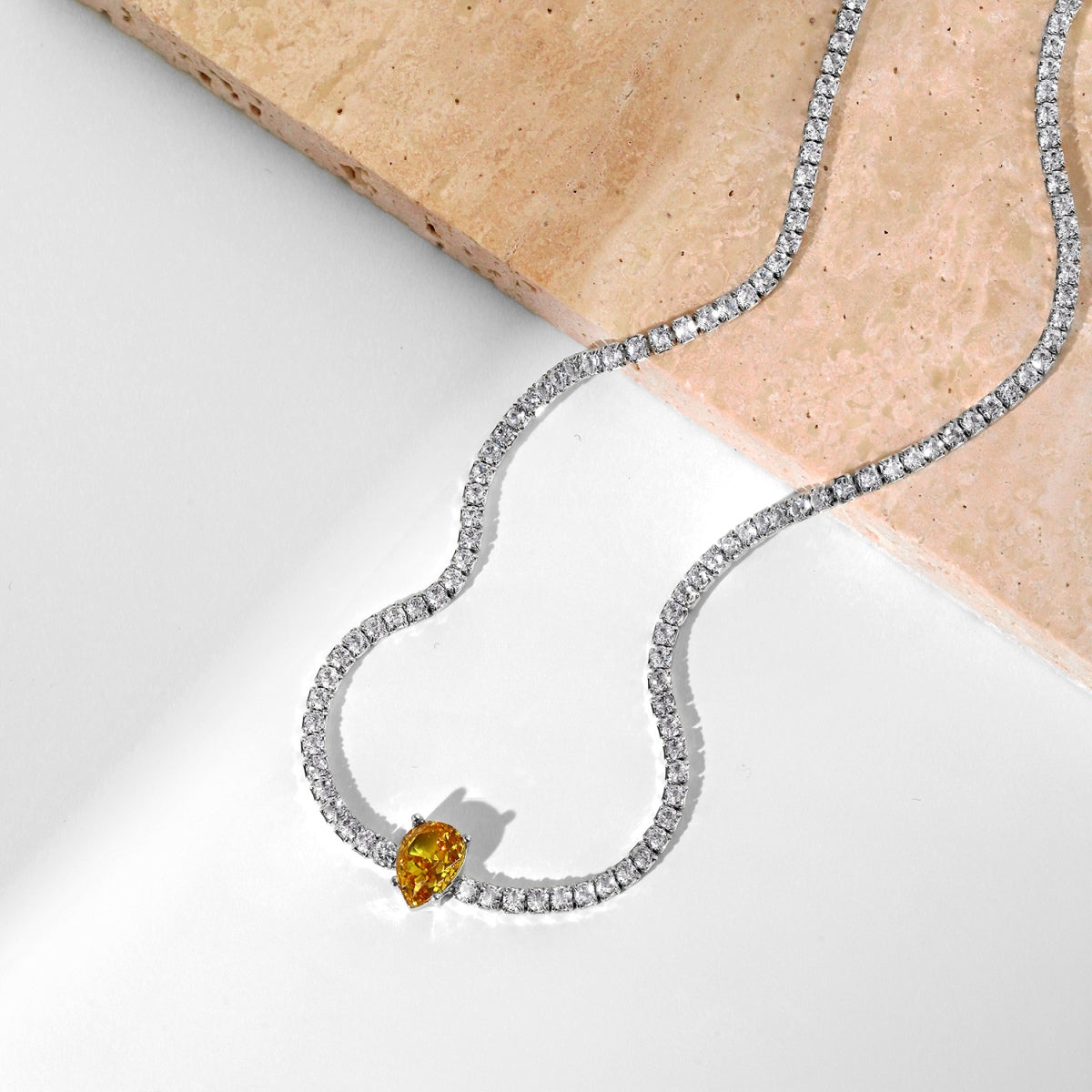 [Bloom]1.0 carat Unique Pear Cut Tennis Necklace