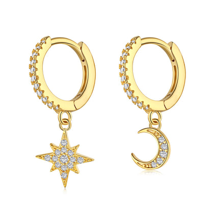 [Bloom]Star and Moon Asymmetric Earrings