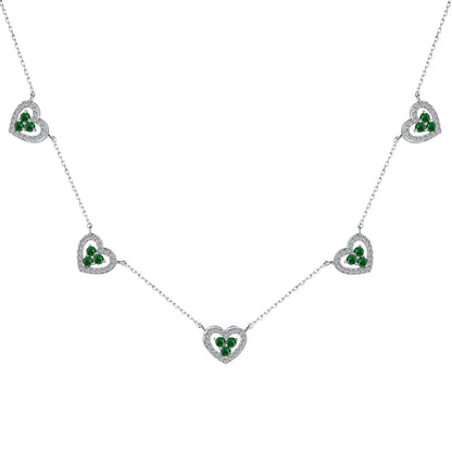 [Bloom]Sparkling Five Heart Necklace