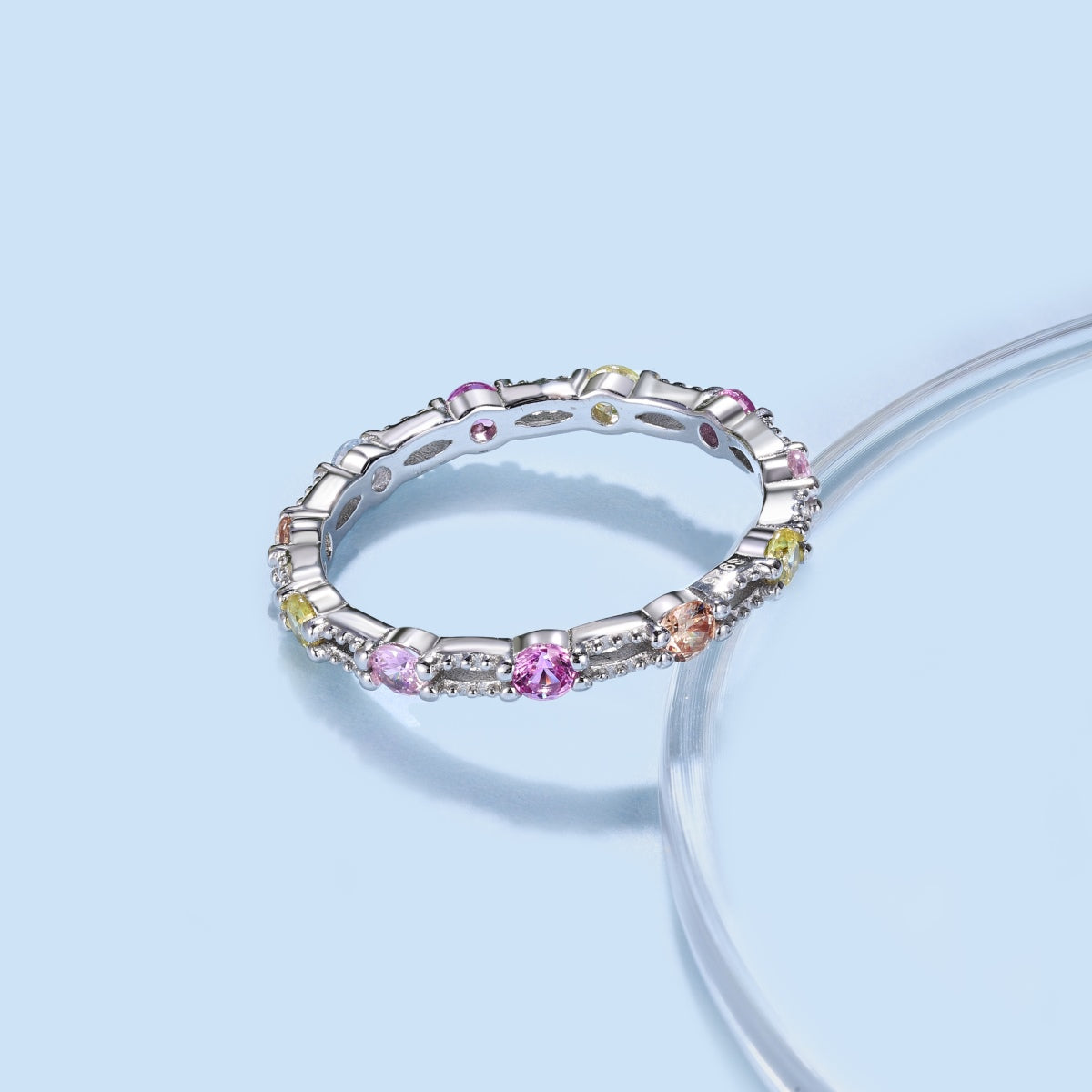 [Bloom]Sparkling Colorful Round Cut Tennis Ring