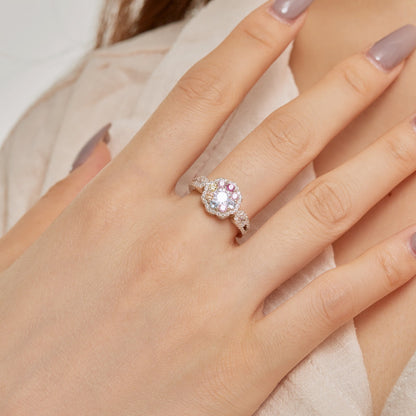 [Bloom]Delicate Colorful Round Cut Flower Shape Wedding Ring