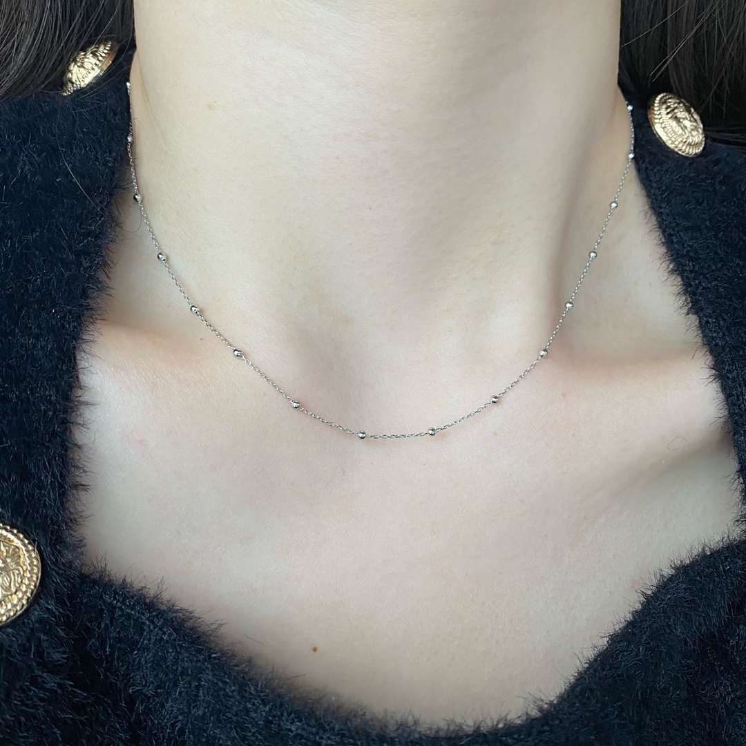 [Bloom]Small Bead Clavicle Chain Simple Necklace