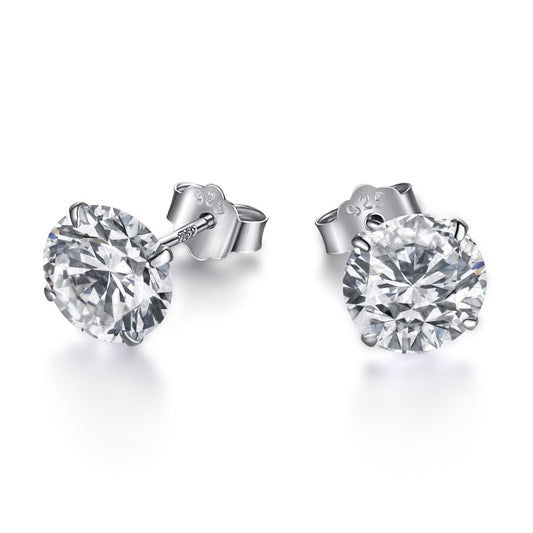 [Bloom]Stylish Shiny Round Center Stone Stud Earrings