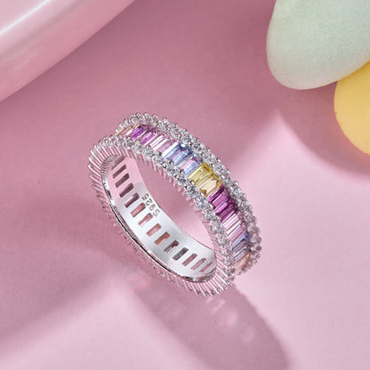 [Bloom]Dainty Kaleidoscopic Emerald Cut Daily Ring