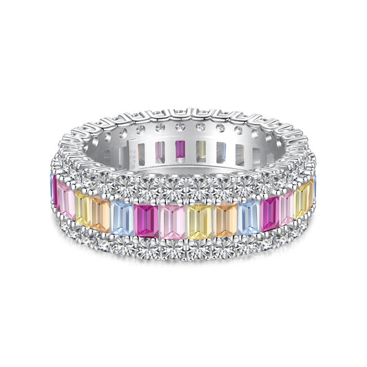 [Bloom]Dainty Colorful Radiant Cut Daily Ring