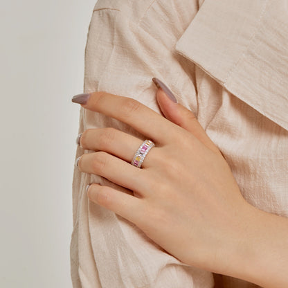 [Bloom]Dainty Colorful Radiant Cut Daily Ring