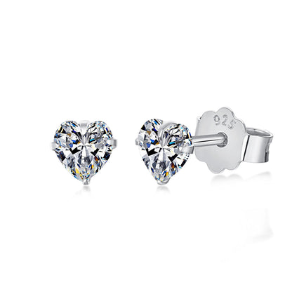 [Bloom]Sparkling Heart Shaped Simple Earrings