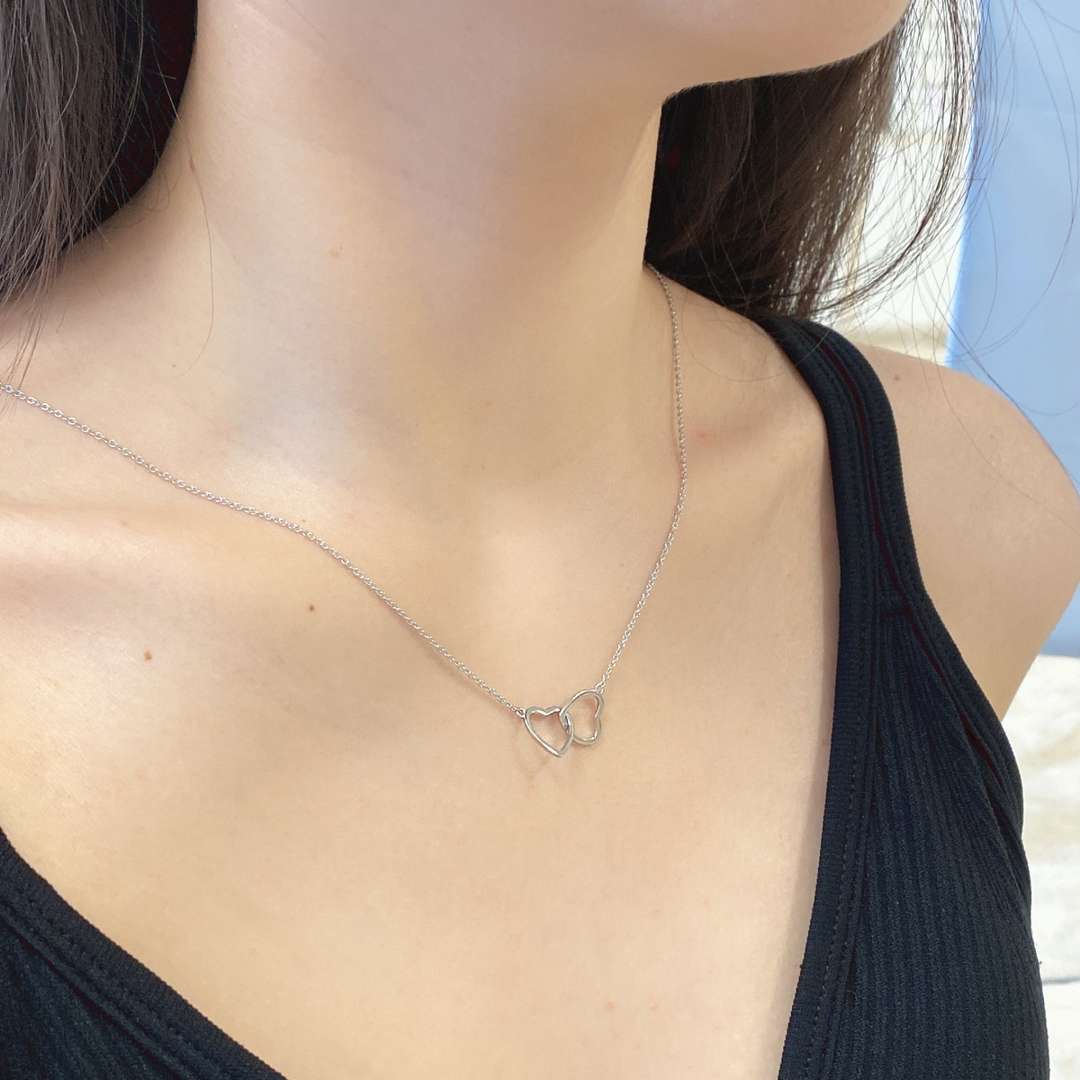 [Bloom]Sterling Silver Love Double Ring Necklace