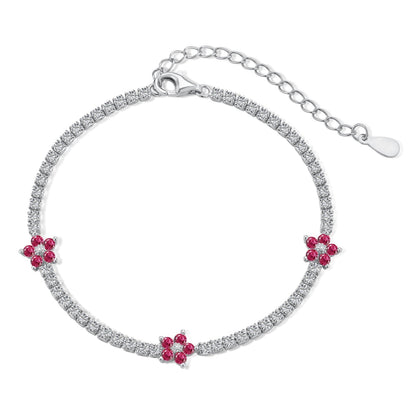 [Bloom]Sparkling Flower Shape Tennis Bracelet