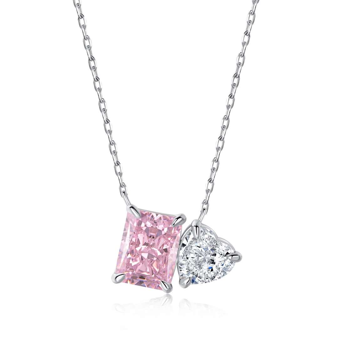 [Bloom]Dazzling Square & Heart Shape Necklace