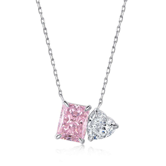 [Bloom]Dazzling Square & Heart Shape Necklace