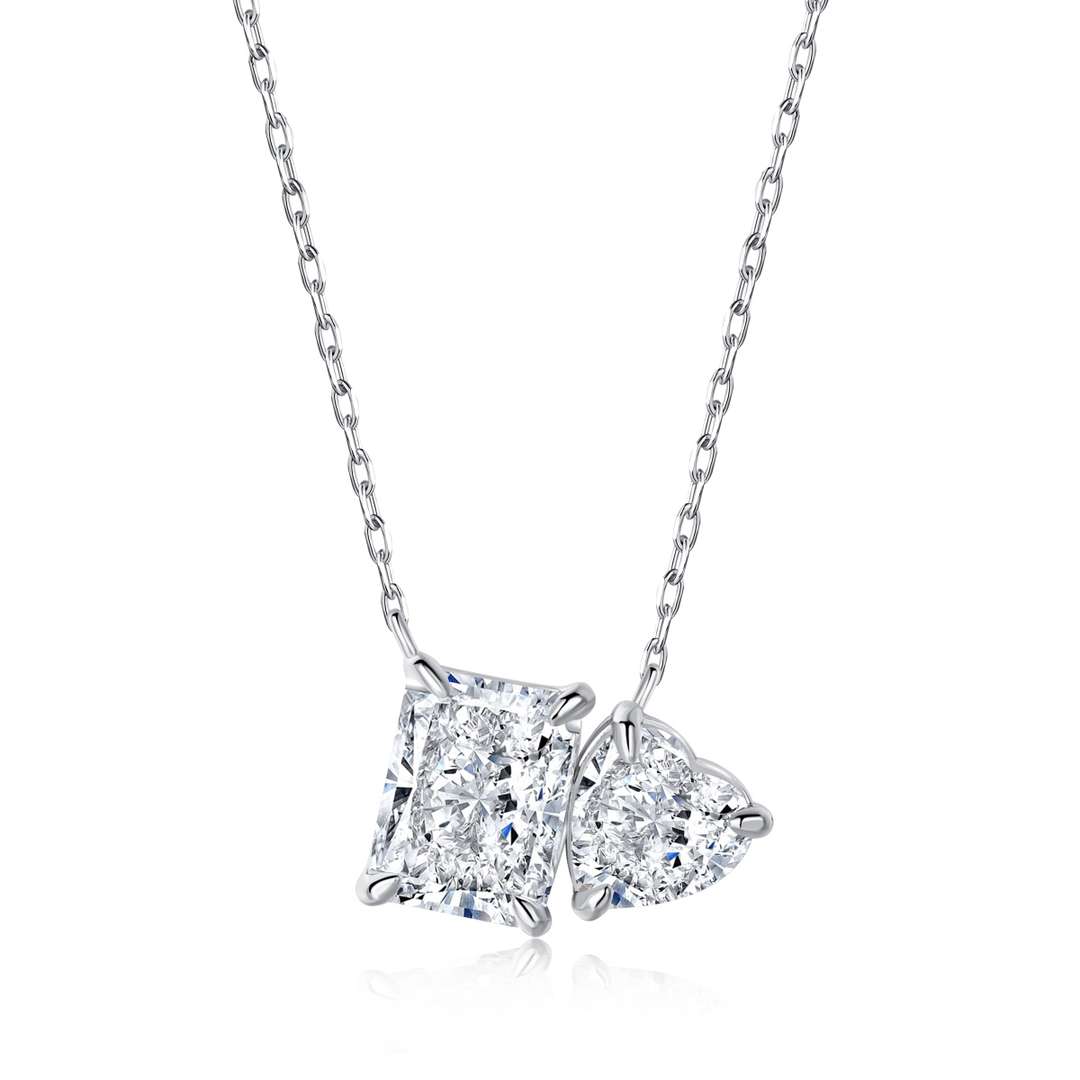 [Bloom]Dazzling Square & Heart Shape Necklace