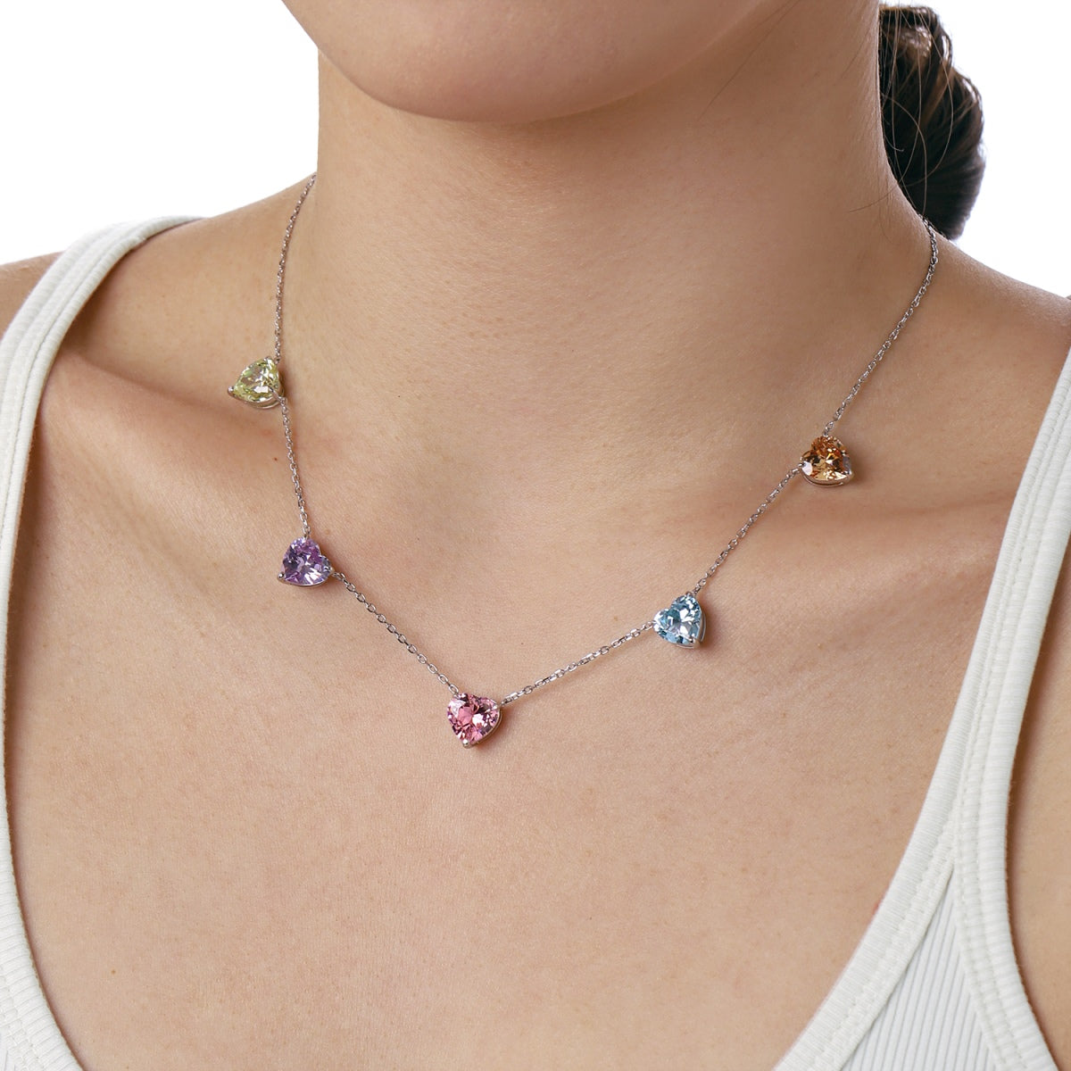 [Bloom]Sparkling Colorful Heart Cut Necklace