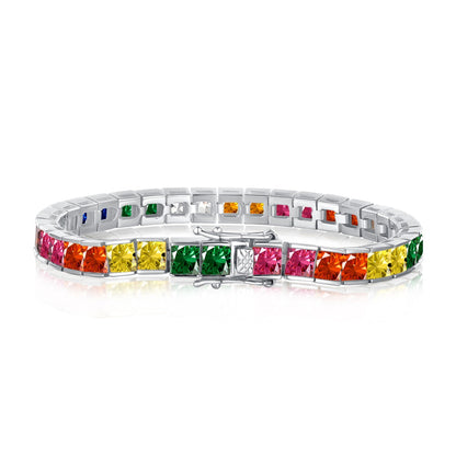 [Bloom]Radiant Colorful Princess Cut Tennis Bracelet