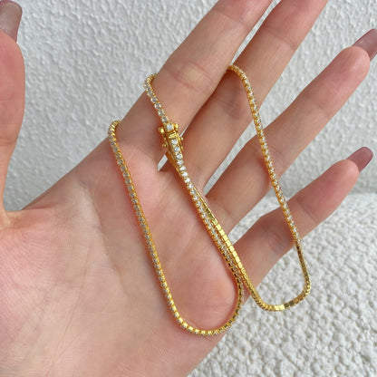 [Bloom]Delicate Round Shape Tennis Necklace