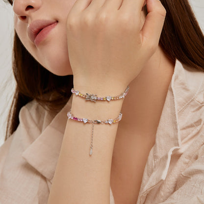 [Bloom]Romantic Heart Shape Round Cut Lover Bracelet