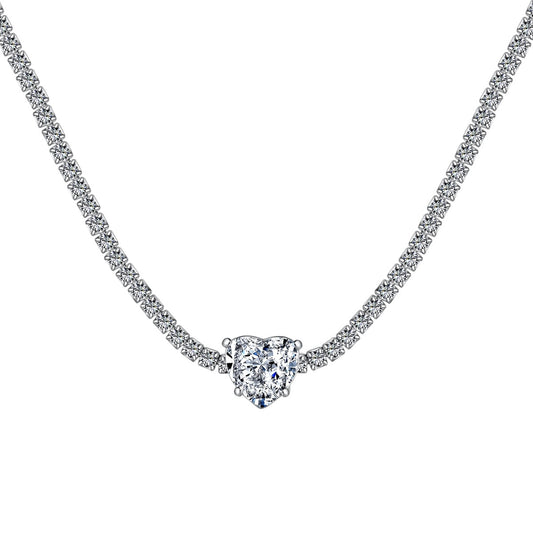 [Bloom]2.0 Carat Sparkling Tennis Heart Cut Necklace