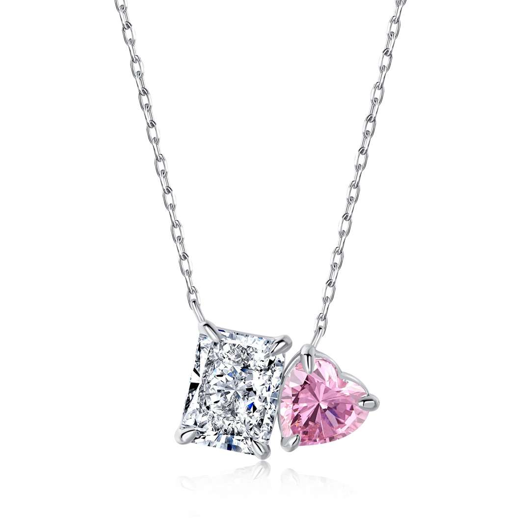 [Bloom]Dazzling Square & Heart Shape Necklace