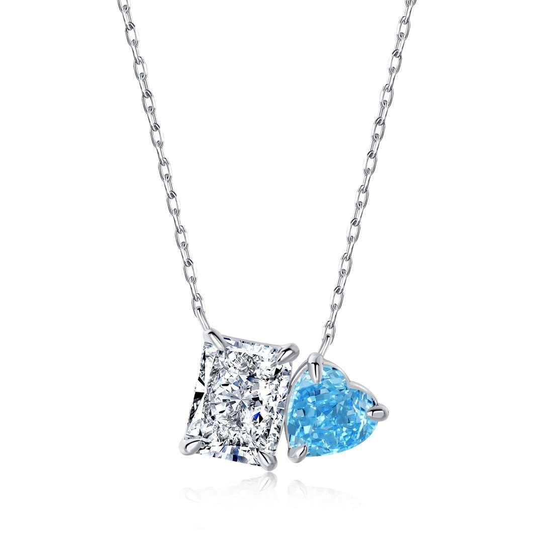 [Bloom]Dazzling Square & Heart Shape Necklace