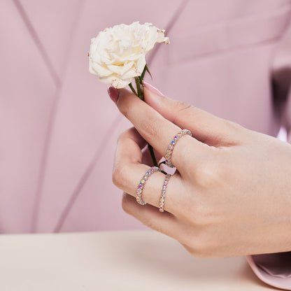 [Bloom]Sparkling Colorful Round Cut Tennis Ring