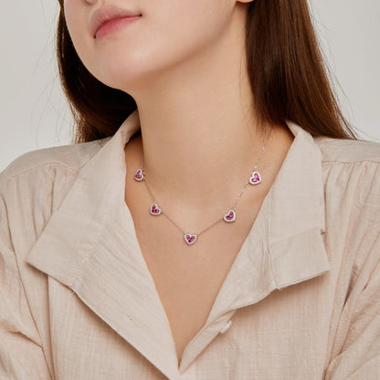 [Bloom]Sparkling Five Heart Necklace