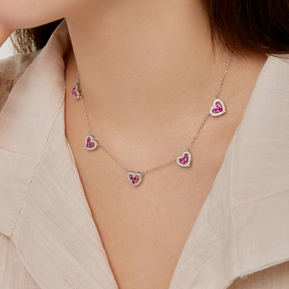 [Bloom]Sparkling Five Heart Necklace