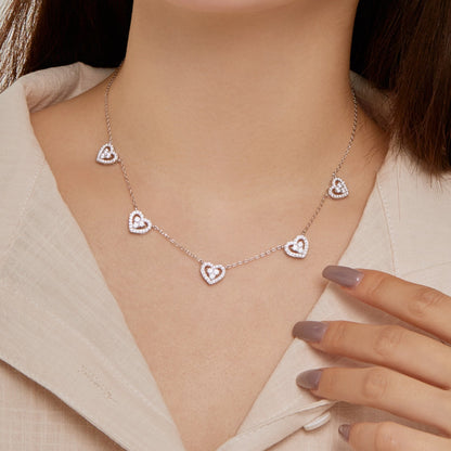 [Bloom]Sparkling Five Heart Necklace