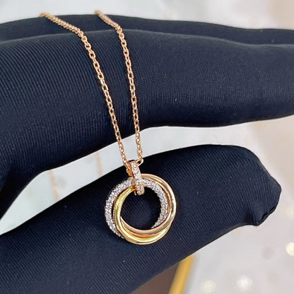 [Bloom]TRINITY NECKLACE SILVER GOLD PINK GOLD DIAMONDS