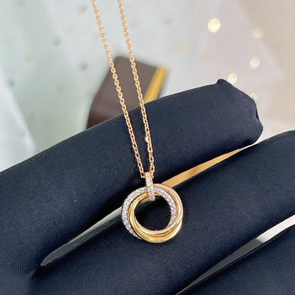 [Bloom]TRINITY NECKLACE SILVER GOLD PINK GOLD DIAMONDS