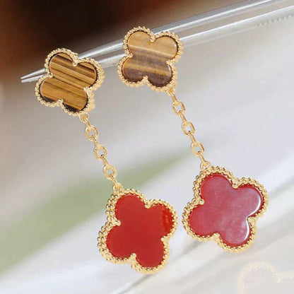 [Bloom]CLOVER  2 MOTIF  TIGER EYE CARNELIAN EARRINGS