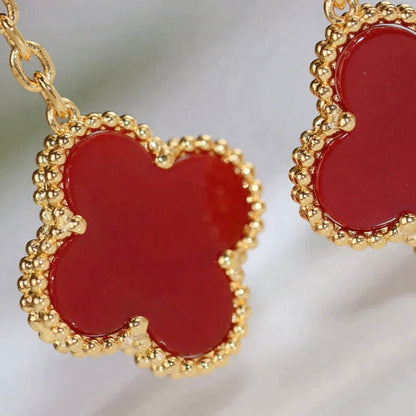 [Bloom]CLOVER  2 MOTIF  TIGER EYE CARNELIAN EARRINGS