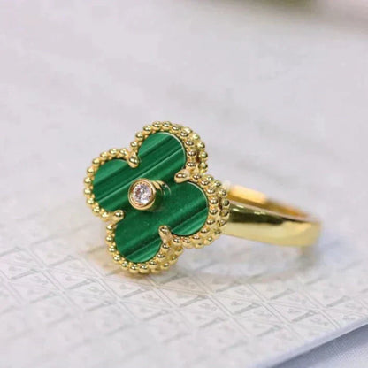 [Bloom]CLOVER MALACHITE RING GOLD DIAMOND