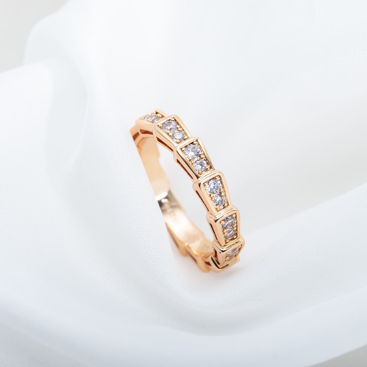 [Bloom]SERPENTI RING PINK GOLD DIAMOND PAVED 3MM