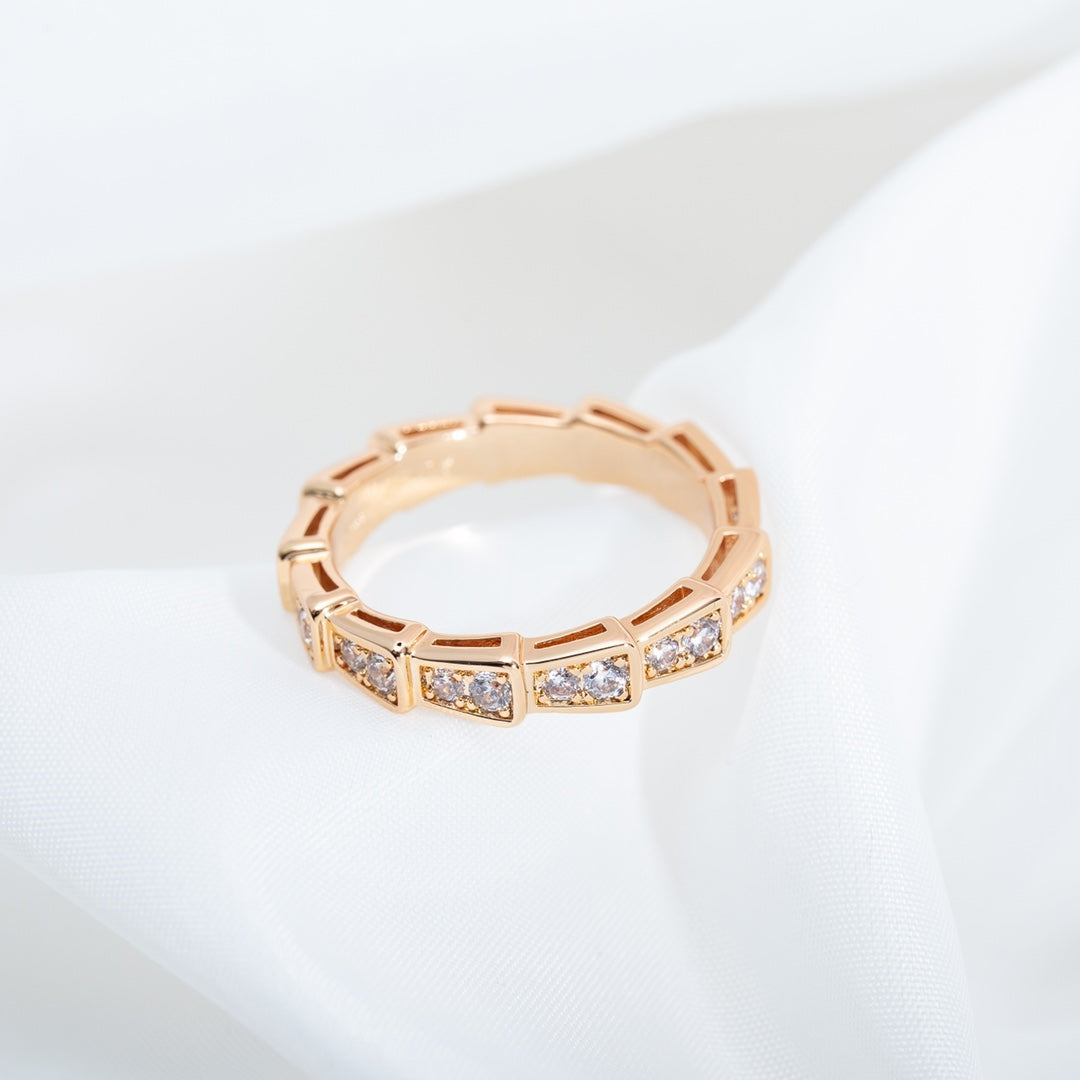 [Bloom]SERPENTI RING PINK GOLD DIAMOND PAVED 3MM