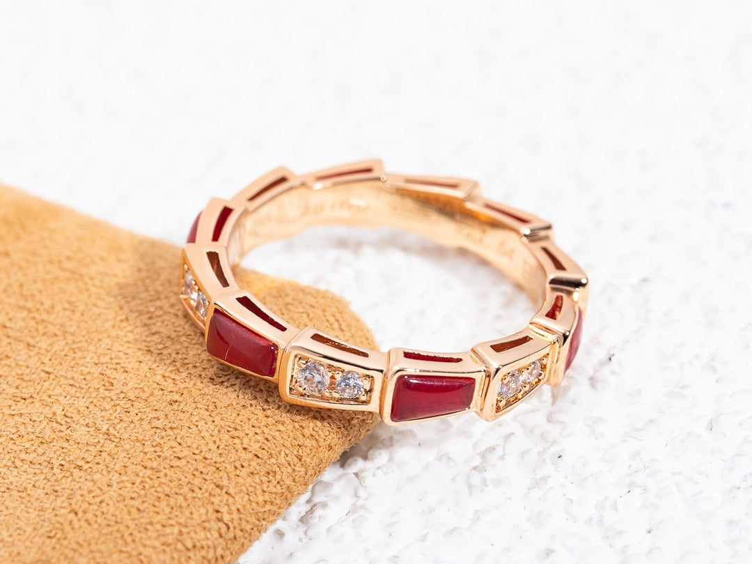 [Bloom]SERPENTI RING PINK GOLD CARNELIAN DIAMOND 3MM