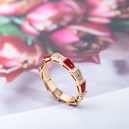 [Bloom]SERPENTI RING PINK GOLD CARNELIAN DIAMOND 3MM