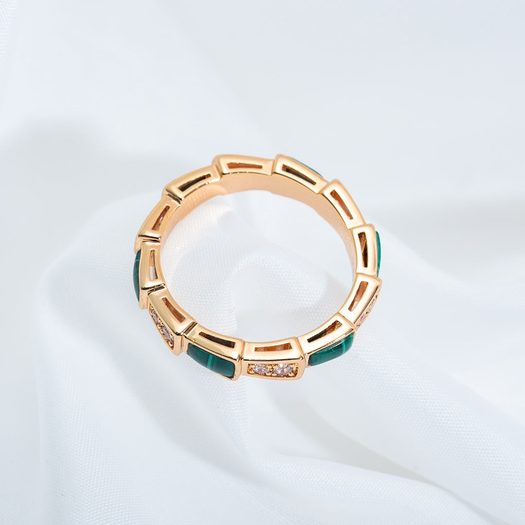 [Bloom]SERPENTI RING PINK GOLD MALACHITE DIAMOND 3MM