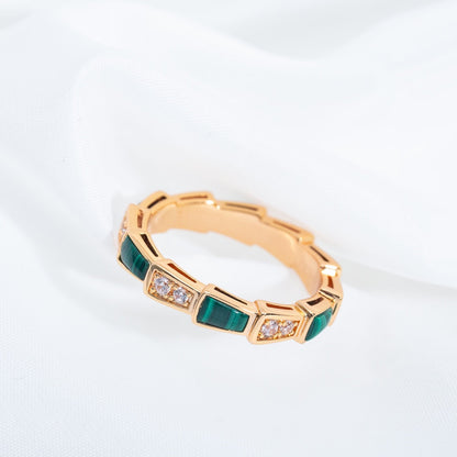 [Bloom]SERPENTI RING PINK GOLD MALACHITE DIAMOND 3MM