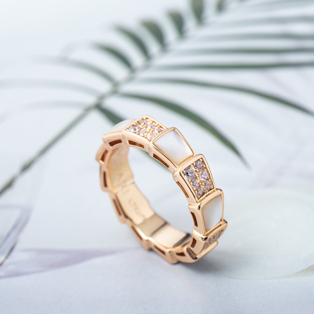 [Bloom]SERPENTI RING PINK GOLD MOP DIAMOND PAVED 4MM