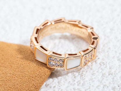 [Bloom]SERPENTI RING PINK GOLD MOP DIAMOND PAVED 4MM