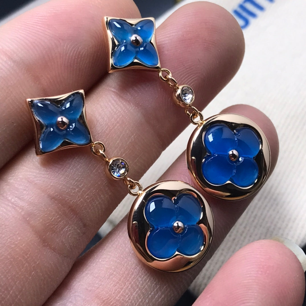 [Bloom]STAR AND SUN AGATE DIAMOND EARRINGS