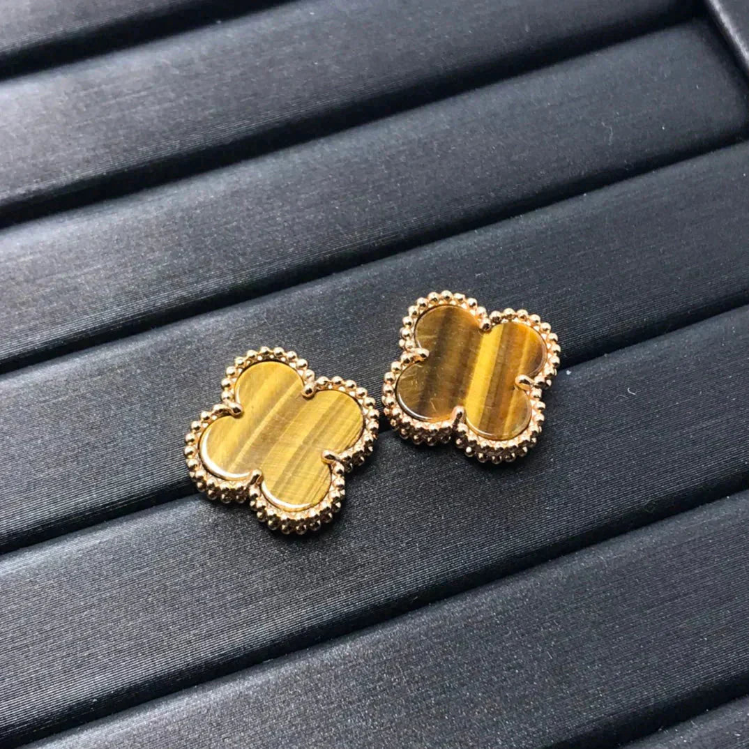 [Bloom]CLOVER MEDIUM 1 MOTIFS TIGER EYE EARRINGS