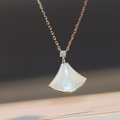 [Bloom]DREAM NECKLACE WHITE MOP PINK GOLD 1 DIAMOND