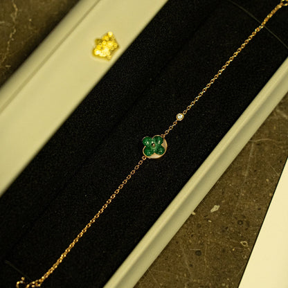 [Bloom]SUN MALACHITE 1 DIAMOND PINK GOLD BRACELET