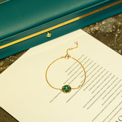 [Bloom]SUN MALACHITE 1 DIAMOND PINK GOLD BRACELET