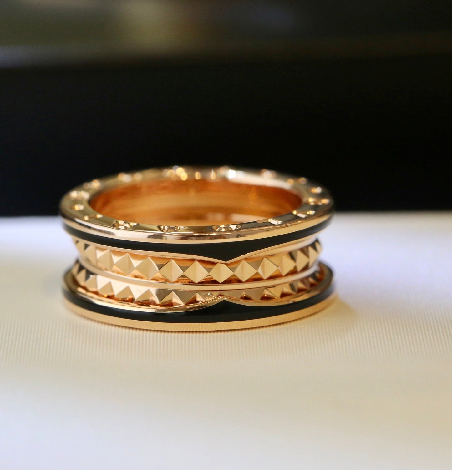 [Bloom]ZERO 1 PINK GOLD BLACK CERAMIC RING