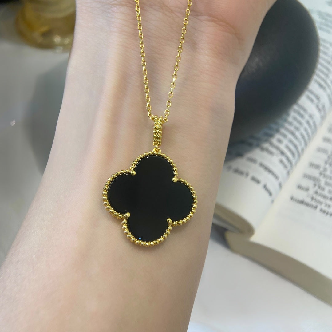 [Bloom]CLOVER 25MM NECKLACE GOLD ONYX