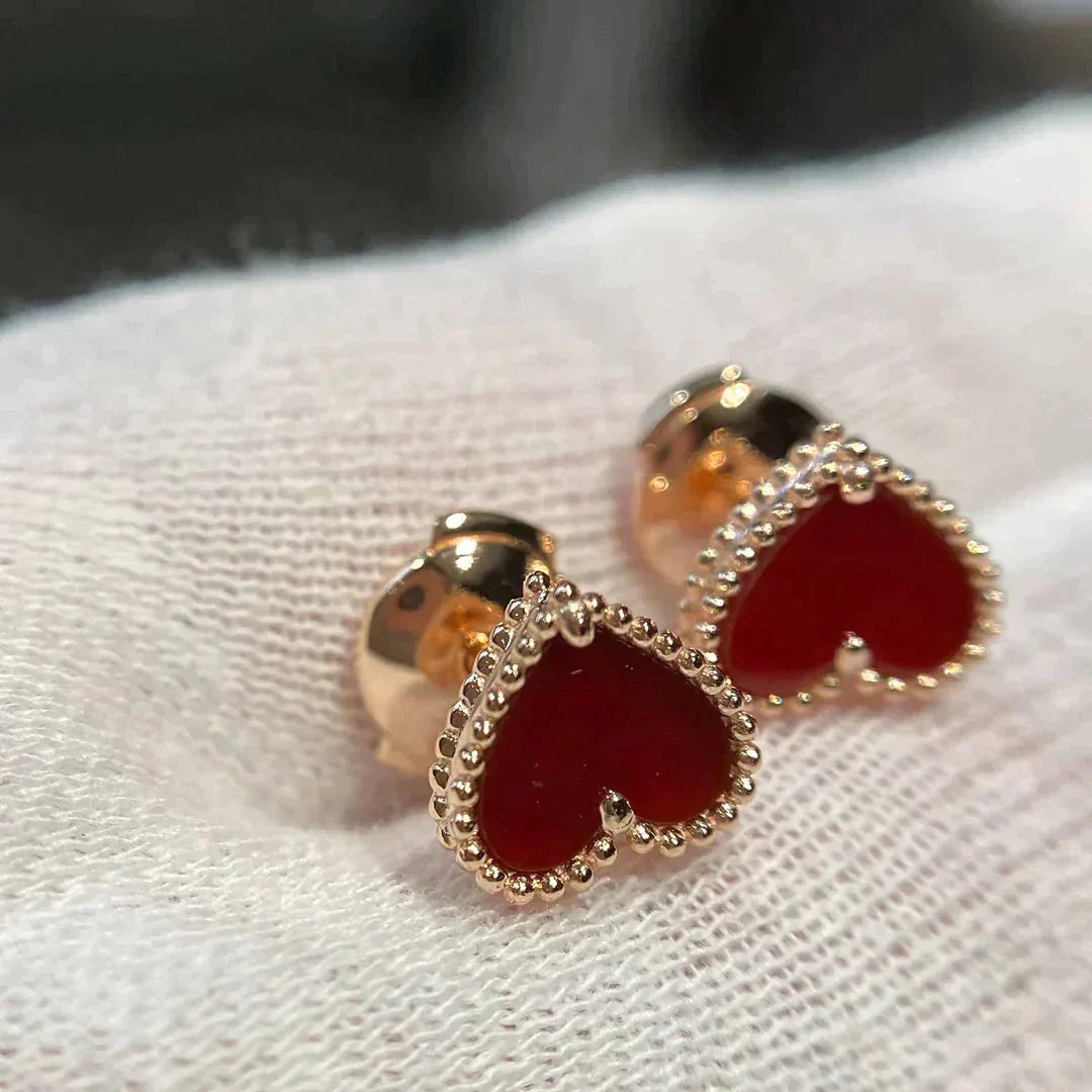 [Bloom]HEART CARNELIAN STUD EARRINGS